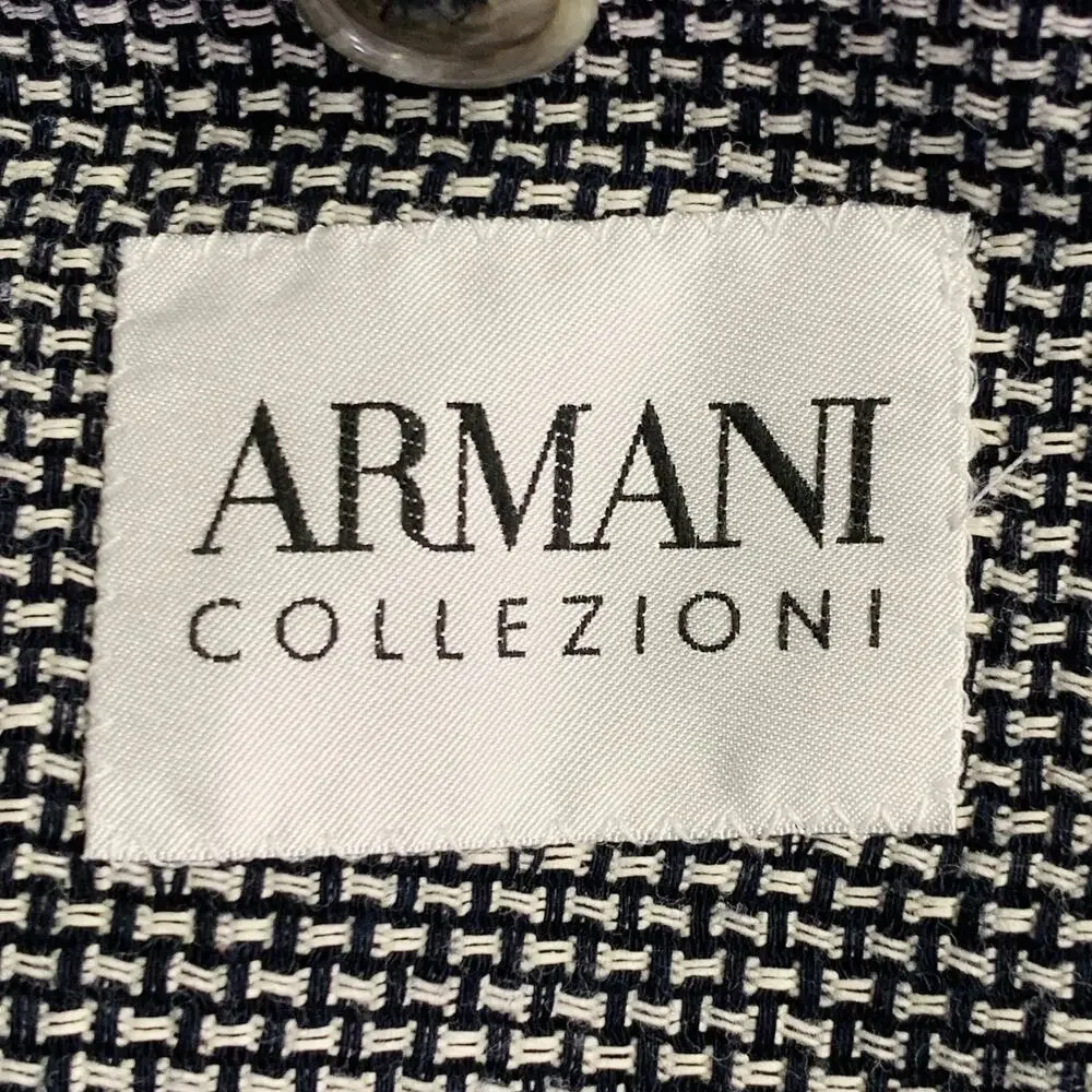 ARMANI COLLEZIONI Size 40 Black White Textured Polyester Blend Sport Coat